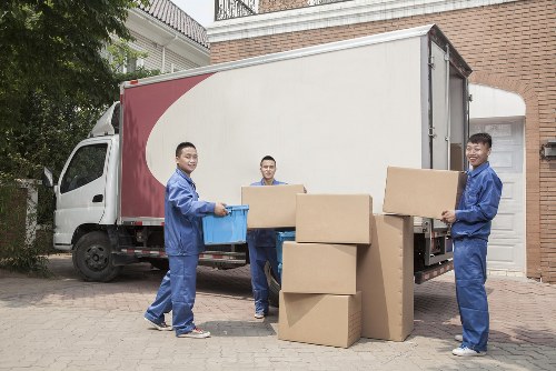 Packed boxes and furniture ready for local home removal