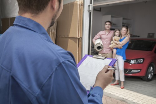 Office removals planning in Crystal Palace with moving boxes and office furniture