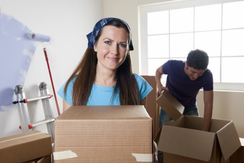 Packed household boxes ready for careful loading during a Crystal Palace removal