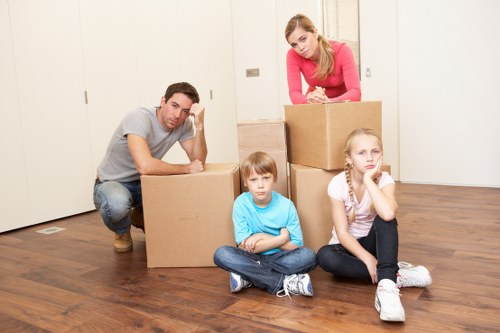 Packed moving boxes and household items ready for transport